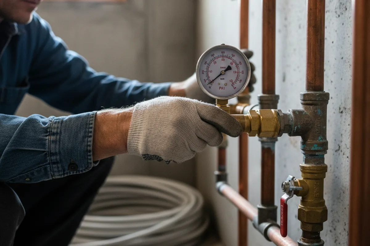 Pressure testing a repaired line during Water Line Repair in Dycusburg